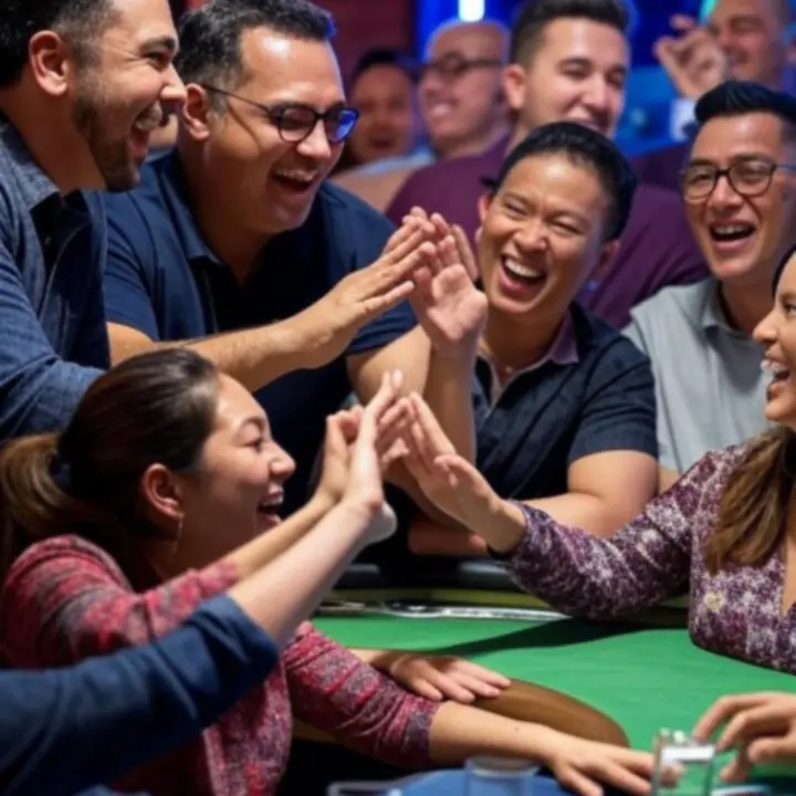 Goście przy stole pokerowym w neonowym wnętrzu EliteHandLounge