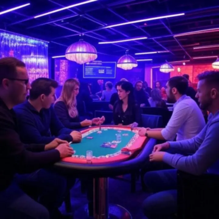 Neonowy bar EliteHandLounge podczas tematycznego wieczoru pokerowego