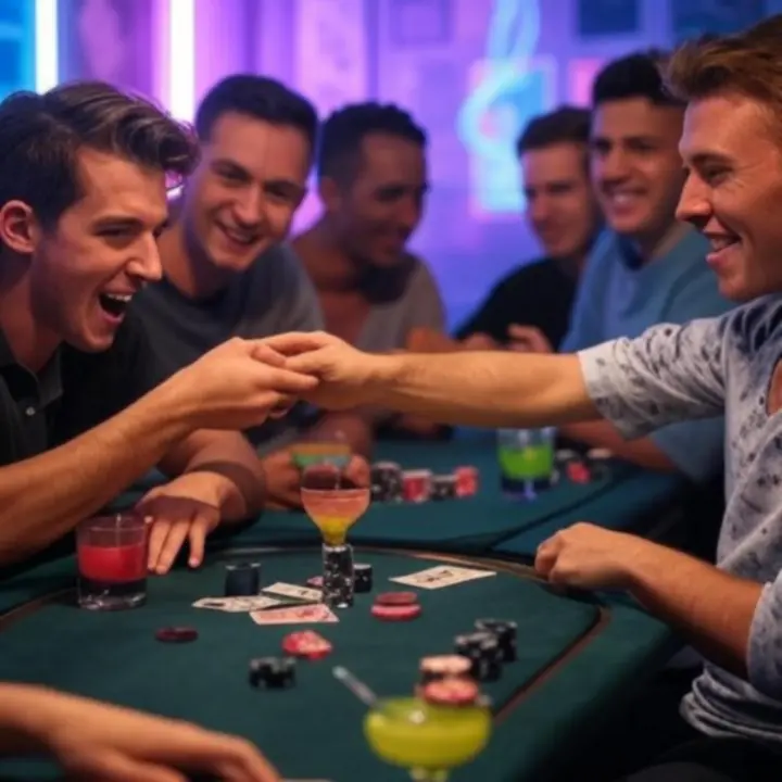 Stolik pokerowy w neonowym świetle podczas tematycznego wieczoru w EliteHandLounge